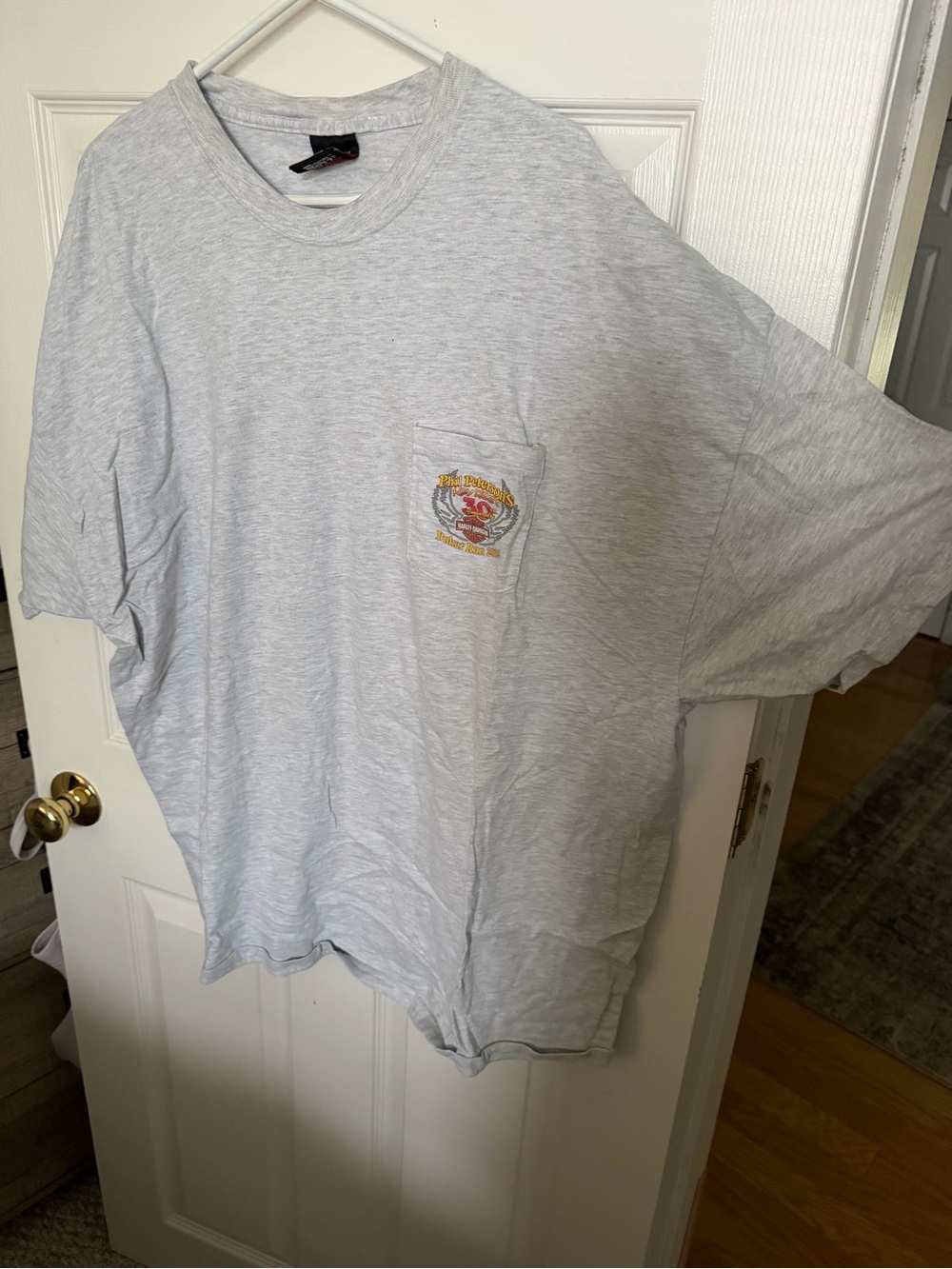 Light Gray Harley Davidson Pocket T- Shirt with Small Chest Graphic